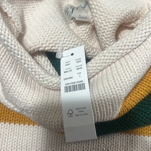 NWT - L-J.Crew Heritage cotton rollneck sweater in stripe